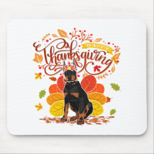 Doberman Dog Turkey Thanksgiving Party Muismat