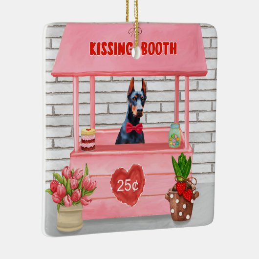 Doberman Dog Valentijnsdag Kissing Booth Keramisch Ornament (Rechts)