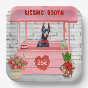 Doberman Dog Valentijnsdag Kissing Booth Papieren Bordje