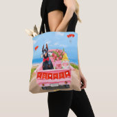 Doberman Dog Valentijnsdag Truck Hearts Draagtas (Dichtbij)