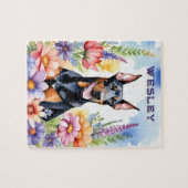 Doberman Dog Vibrant Watercolor Pet Legpuzzel (Horizontaal)