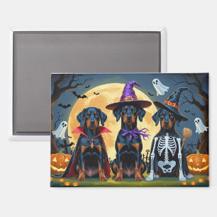 Doberman Dogs Pumpkin Halloween Grappig Magneet