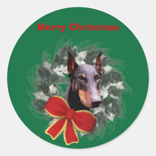 Doberman en grote kerstfeestdag Sticker (Voorkant)