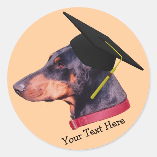 Doberman En Sticker Pour Chien De Cap Graduation (Devant)