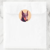 Doberman Face Dog Ronde Sticker (Tas)