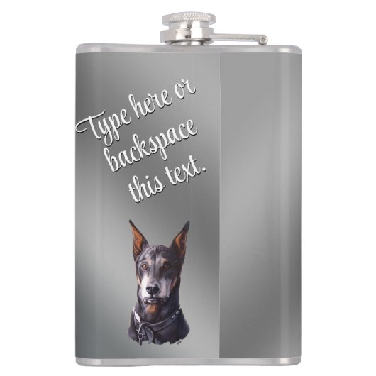 Doberman Flask Personalize Doberman Pinscher Flask Heupfles (Achterkant)