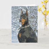 Doberman Fosty Day Kaart (Gele Bloem)
