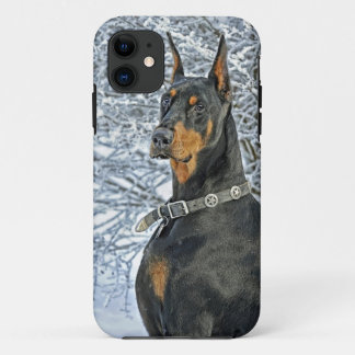 Doberman Frosty Day iPhone 11 Hoesje