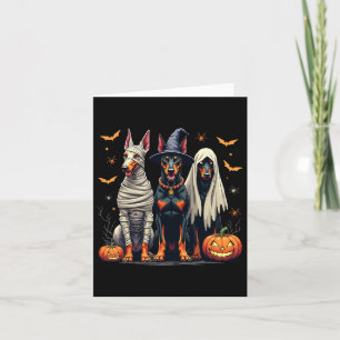 Doberman Halloween kostuum Mummy Witch Ghost Kaart