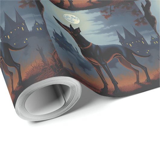 Doberman Halloween Scary Cadeaupapier (Rol Hoek)