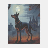 Doberman Halloween Scary Fleece Deken (Voorkant)