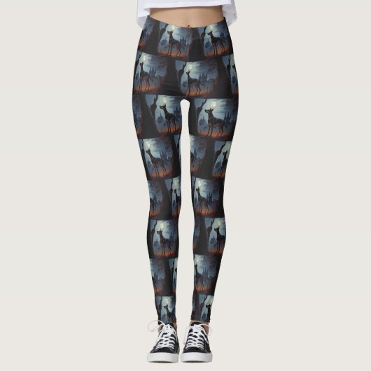 Doberman Halloween Scary Leggings (Voorkant)
