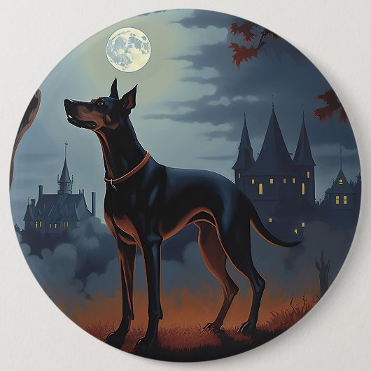 Doberman Halloween Scary Ronde Button 6,0 Cm (Voorkant)