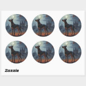 Doberman Halloween Scary Ronde Sticker (Vel)