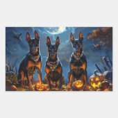 Doberman Halloween Spooky Rechthoekige Sticker (Voorkant)
