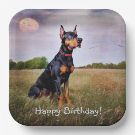 Doberman Happy Birthday Papieren Bordje