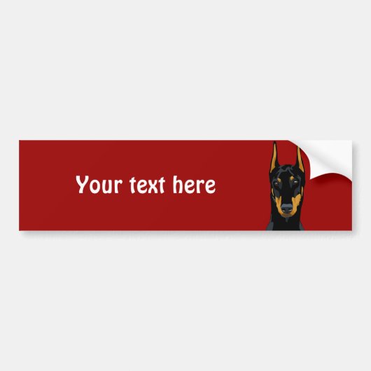 Doberman Head, Black, Cropped Bumpersticker (Voorkant)