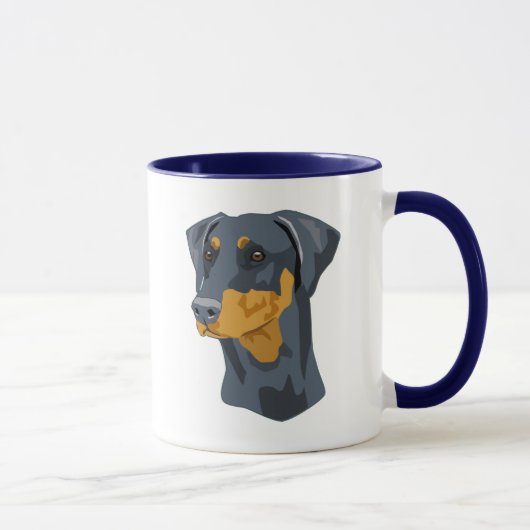 Doberman Head, Blue, Uncropped Mok (Rechts)