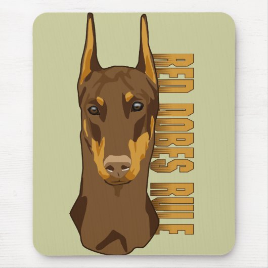 Doberman Head, Red Dobes Rule Muismat (Voorkant)