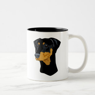 Doberman Head, zwart, onbebouwd Tweekleurige Koffiemok