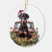 Doberman Holi Keramisch Ornament (Links)