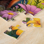 Doberman Hond, Bloemen en Bergscène Legpuzzel (Zijkant)