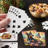 Doberman Hond, Bloemen en Bergscène Pokerkaarten (Insitu)