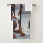 Doberman Hond in Sneeuw Kerstmis Bad Handdoek (Insitu)