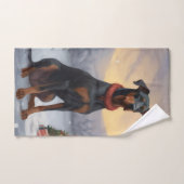 Doberman Hond in Sneeuw Kerstmis Bad Handdoek (Handdoek)
