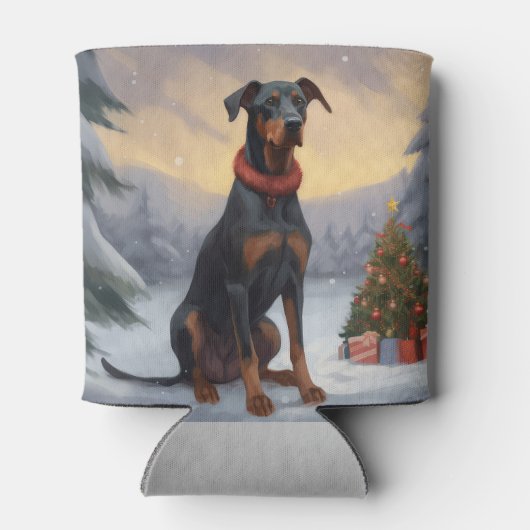 Doberman Hond in Sneeuw Kerstmis Blikjeskoeler (Achterkant)