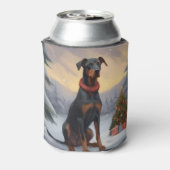 Doberman Hond in Sneeuw Kerstmis Blikjeskoeler (Blikje Achterkant)