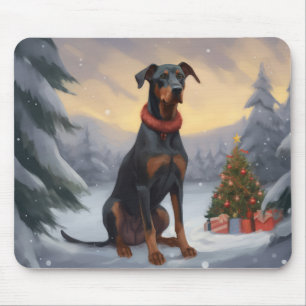 Doberman Hond in Sneeuw Kerstmis Muismat