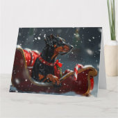 Doberman Hond Kerstfeest Kaart (Voorkant)