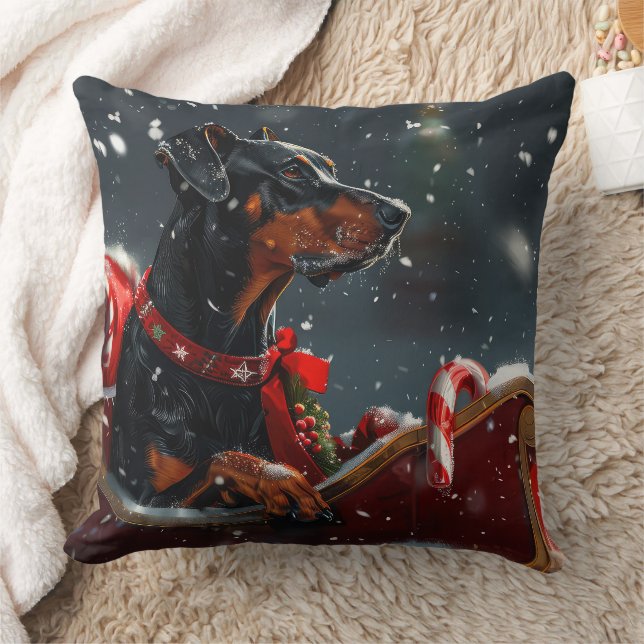 Doberman Hond Kerstfeest Kussen (Deken)