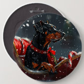 Doberman Hond Kerstfeest Ronde Button 6,0 Cm (Voorkant /achterkant)