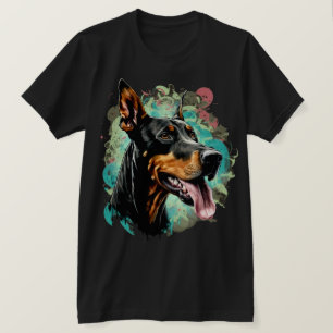 Doberman hond met tong uit t-shirt