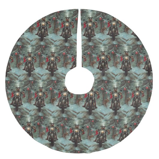 Doberman Hond Rijden Motorfiets Kerstmis Kerstboom Rok (Voorkant)