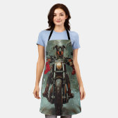 Doberman Hond Rijden Motorfiets Kerstmis Schort (Gedragen)