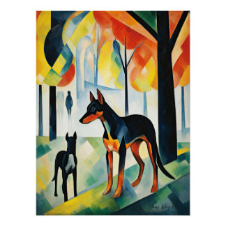 Doberman hond wandelen in het park 05 - Madeleine  Perfect Poster