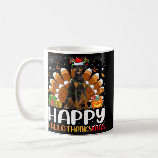 Doberman Hondenliefhebber Halloween KerstHappy Hal Koffiemok