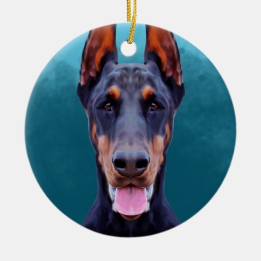 Doberman hondenportret keramisch ornament (Voorkant)