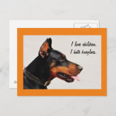Doberman "Ik haat inbrekers" briefkaart (Voorkant / Achterkant)