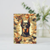  Doberman Illustratie Briefkaart (Staand voorkant)