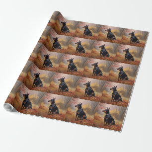 Doberman in de herfst laat Herfst inspireren Cadeaupapier