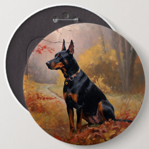 Doberman in de herfst laat Herfst inspireren Ronde Button 6,0 Cm