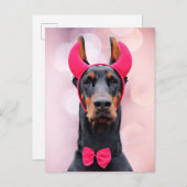 Doberman in Devil Costume Briefkaart (Voorkant / Achterkant)