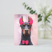Doberman in Devil Costume Briefkaart (Staand voorkant)