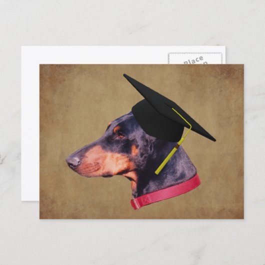 Doberman In Graduation Cap Funny Dog Personalized Briefkaart (Voorkant / Achterkant)