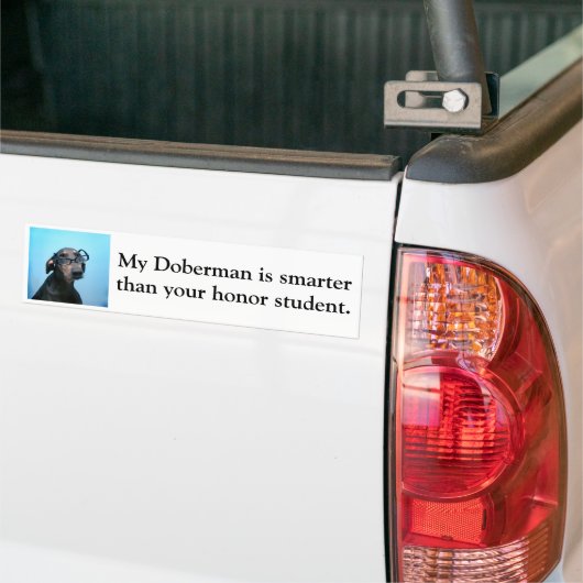 Doberman is slimmer dan eerling student bumpersticker (Op Truck)