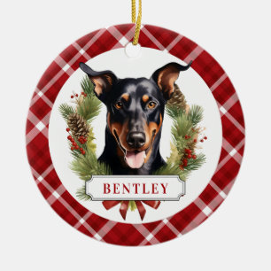 Doberman keramische cirkel Ornament